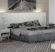 Cabeceira Casal Milano Ripado com 2 Mesa de Cabeceira Leifer