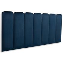 Cabeceira Casal Modulada Blu Interiores Arredondada Cama Box 140 cm x 60 cm MDF Veludo