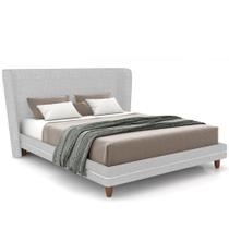 Cabeceira Casal Nilo 160cm Com Cama Pés Madeira Suném P05 Linho Cinza Claro - Lyam Decor Cabeceira Casal Nilo 160cm Com Cama Pés Madeira Suném P05 Linho Cinza Claro - Lyam Decor