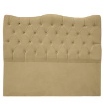 Cabeceira Casal para Cama Box Estofada Dunas Veludo Bege Cabeceira Casal para Cama Box Estofada Dunas Veludo Bege
