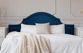 Cabeceira Casal Provençal Luxo 140x60 Suede Azul - Tachas Fumê Cabeceira Casal Provençal Luxo 140x60 Suede Azul - Tachas Fumê