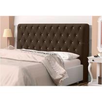 Cabeceira Casal Queen 160 Cm Para Cama Box Lady Napa Marrom Botões Strass - DS Estofados