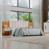 Cabeceira Casal Queen 160 Cm Ripada 100% Mdf Estofada Isis com 02 Mesas de Cabeceira Espresso Móveis Cabeceira Casal Queen 160 Cm Ripada 100% Mdf Estofada Isis com 02 Mesas de Cabeceira Espresso Móveis
