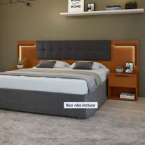 Cabeceira Casal / Queen 160cm 2 Mesas de Cabeceiras com Led Calitan