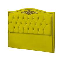 Cabeceira Casal Queen 160cm Decorativa Maitê Veludo Amarelo - Montanaris Decor