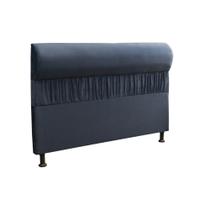 Cabeceira Casal Queen 160cm Para Cama Box Vitória Suede Azul - DS Móveis