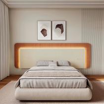 Cabeceira Casal Queen 272cm com Led 3000k e Tomadas 100% Mdf Padrão Planejados Mabel Branco Off White/Castanho Cabeceira Casal Queen 272cm com Led 3000k e Tomadas 100% Mdf Padrão Planejados Mabel Branco Off White/Castanho