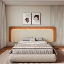 Cabeceira Casal Queen 272cm com Led 3000k e Tomadas 100% Mdf Padrão Planejados Mabel Branco Off White/Castanho Cabeceira Casal Queen 272cm com Led 3000k e Tomadas 100% Mdf Padrão Planejados Mabel Branco Off White/Castanho