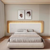 Cabeceira Casal Queen 272cm com LED 3000k e Tomadas 100% MDF Padrão Planejados Mabel Cabeceira Casal Queen 272cm com LED 3000k e Tomadas 100% MDF Padrão Planejados Mabel