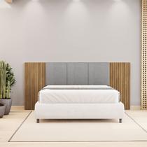 Cabeceira Casal Queen Cama Box 268cm Ripado Selma Linho V01 - D'Rossi
