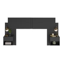Cabeceira Casal/queen Com 2 Mesas De Cabeceira 232cm Multimóveis Mp4317 Preto Preto