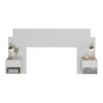Cabeceira Casal Queen Com 2 Mesas De Cabeceira 232cm Multimóveis MP4325 Branco
