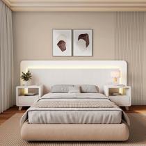 Cabeceira Casal Queen com 2 Mesas de Cabeceira Led 3000k e Tomadas 100% Mdf Mabel