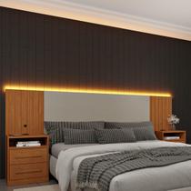 Cabeceira Casal/Queen com 2 Mesas de Cabeceira LED e Entrada USB Multimóveis CR35464 Cabeceira Casal/Queen com 2 Mesas de Cabeceira LED e Entrada USB Multimóveis CR35464