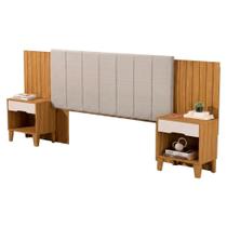 Cabeceira Casal Queen Com 2 Mesas Laterais MDF Elena Decmade Cabeceira Casal Queen Com 2 Mesas Laterais MDF Elena Decmade