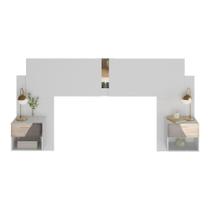 Cabeceira Casal/queen Com Espelhos E 2 Mesas De Cabeceira 232cm Multimóveis Mp4326 Branco Branco