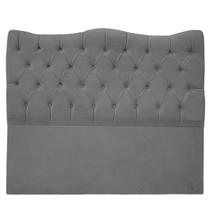 Cabeceira Casal Queen para Cama Box Estofada Dunas Veludo Cinza Cabeceira Casal Queen para Cama Box Estofada Dunas Veludo Cinza