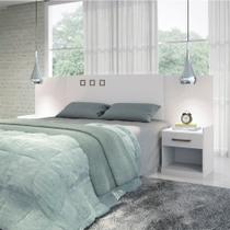 Cabeceira Casal/Queen Plus com 2 Mesas de Cabeceira - Branco