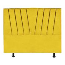 Cabeceira Casal Queen Size Cama Estofada 160 Cm Emma Suede Amarelo