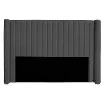 Cabeceira Casal Queen Size Estofada para Cama Box Alicia Veludo Cinza Escuro