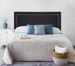 Cabeceira Casal Reta Luxo 140x60 Suede Preto - Tachas Prata Cabeceira Casal Reta Luxo 140x60 Suede Preto - Tachas Prata