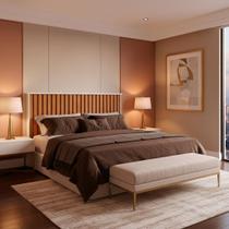 Cabeceira Casal Ripada para Cama Box Painel Decorativo Grande Design Moderno e Elegante Cabeceira Casal Ripada para Cama Box Painel Decorativo Grande Design Moderno e Elegante
