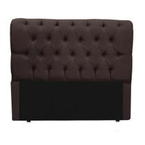 Cabeceira Casal Suede Marrom 1,40m Estofada Capitone Madrid para cama box