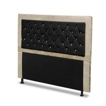 Cabeceira Casal Super King 195 cm Para Cama Box Berlim Suede Marfim/Preto Strass - DS Móveis