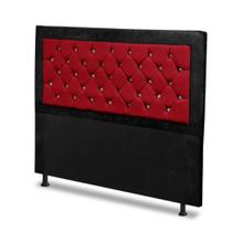 Cabeceira Casal Super King 195 cm Para Cama Box Berlim Suede Preto/Vermelho Strass - DS Móveis