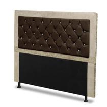Cabeceira Casal Super King 195cm Para Cama Box Berlim Suede Marfim/Marrom - SA Móveis Cabeceira Casal Super King 195cm Para Cama Box Berlim Suede Marfim/Marrom - SA Móveis