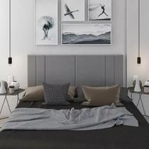 Cabeceira Casal Tulipa Suspensa Moderna para Quarto - 140 CM - Cinza material sintético