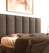 Cabeceira Casal Veludo Marrom Modular Luxo Cama Box Casal