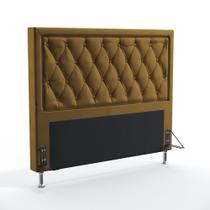 Cabeceira Centaurus 195 Decorativa de Cama King N-028 Veludo Marrom Claro Aradecor