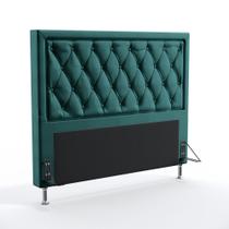 Cabeceira Centaurus 195 Modulada Estofada N-032 Veludo Verde Petróleo Aradecor