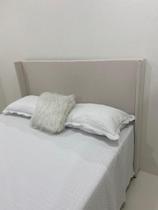 Cabeceira Clean Com Encaixe Perfeito em Sua Cama Queen 160x120cm Na Cor Cru No Tecido em Linho