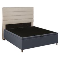 Cabeceira com Base Cama Box Baú Casal 138x188cm Hit ID5 Linho Cru/Suede Cinza - Mpozenato