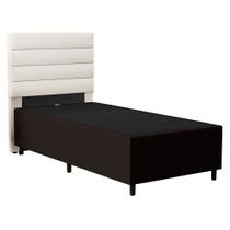 Cabeceira com Base para Cama Box Solteiro 88x188cm Hit ID5 Corano Marrom/Linho Cru - Mpozenato