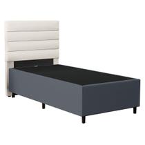 Cabeceira com Base para Cama Box Solteiro 88x188cm Hit ID5 Suede Cinza/Linho Cru - Mpozenato