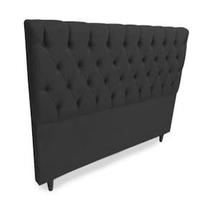 Cabeceira com Botões Queen SRJ Suede Cor Preto 160cm