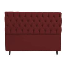 Cabeceira com Botões Solteiro SRJ Suede Cor Bordo 90 cm