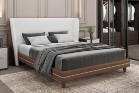 Cabeceira com Cama Queen Yasmin Luxo Linho Claro/material sintético Caramelo Quale Quale