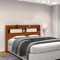 Cabeceira com Prateleiras Dubai Casal Cinamomo e Off Cabeceira com Prateleiras Dubai Casal Cinamomo e Off