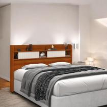 Cabeceira com Prateleiras Dubai Queen Cinamomo e Off Cabeceira com Prateleiras Dubai Queen Cinamomo e Off