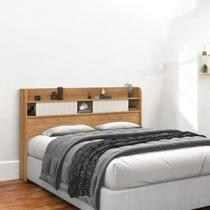 Cabeceira com Prateleiras Nyce Casal Freijó e Off White Cabeceira com Prateleiras Nyce Casal Freijó e Off White