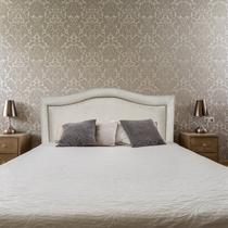 Cabeceira Curvado Liso Bege Diamond Suede Liso Queen 160 X 60