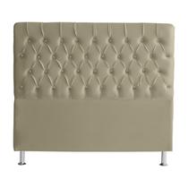 Cabeceira De Cama Box Bella Casal 140 cm Suede Botão Cristal Bege Eli Móveis e Decoração
