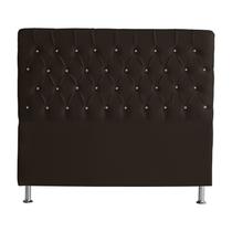 Cabeceira De Cama Box Bella Casal 140 cm Suede Botão Cristal Marrom Eli Móveis e Decoração