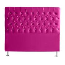 Cabeceira De Cama Box Bella King 195 cm Suede Botão Cristal Rosa Pink Eli Móveis e Decoração