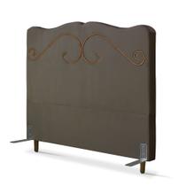 Cabeceira de Cama Box Casal 138 cm Braga Larhome Suede Veludo Marrom escuro