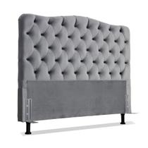 Cabeceira de Cama Box Casal 138 cm Larhome Dunas Suede Veludo Cinza claro